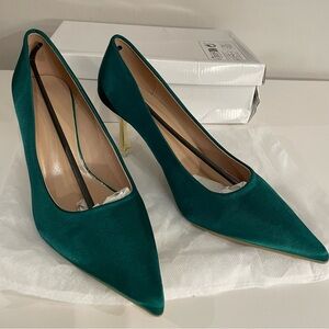 Women’s Teal Satin Pointed-Toe Heels